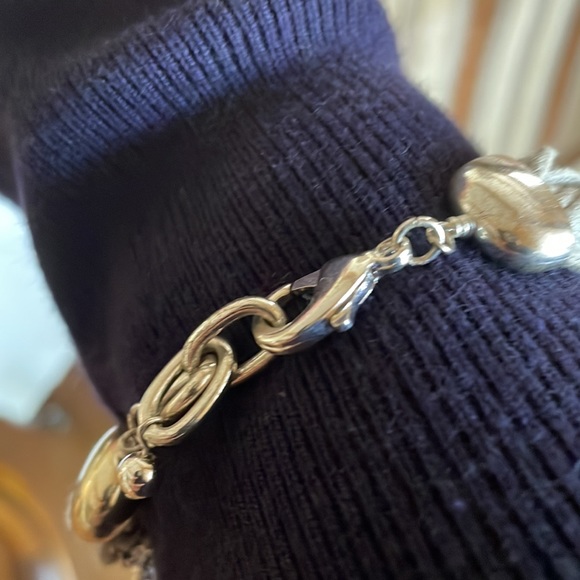 Multi Strands With Faux Pearls Crystal Rhinestones Charms Bracelet - Picture 3 of 7